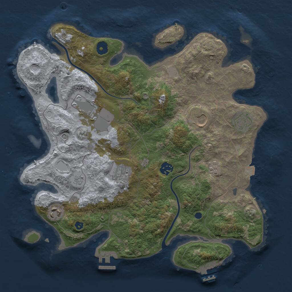 Rust Map: Procedural Map, Size: 3500, Seed: 342321, 13 Monuments