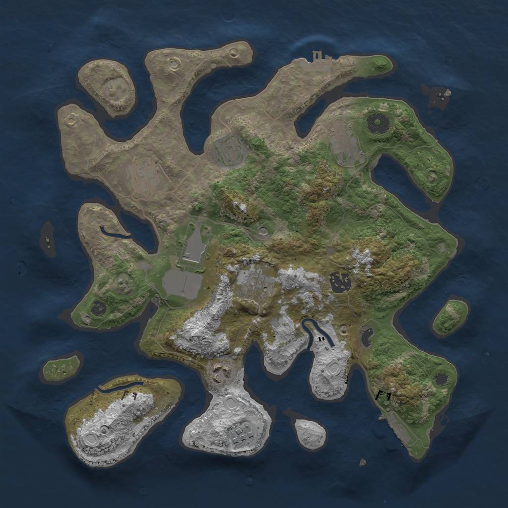 Rust Map: Procedural Map, Size: 3500, Seed: 1764068903, 19 Monuments