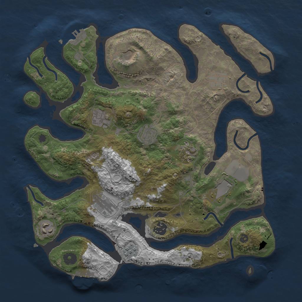 Rust Map: Procedural Map, Size: 3500, Seed: 736001597, 21 Monuments