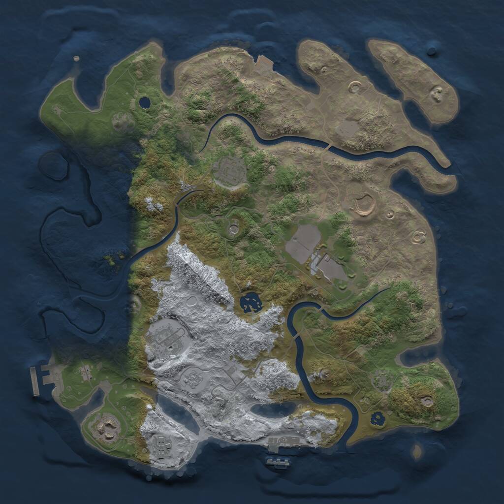 Rust Map: Procedural Map, Size: 3500, Seed: 736001597, 13 Monuments
