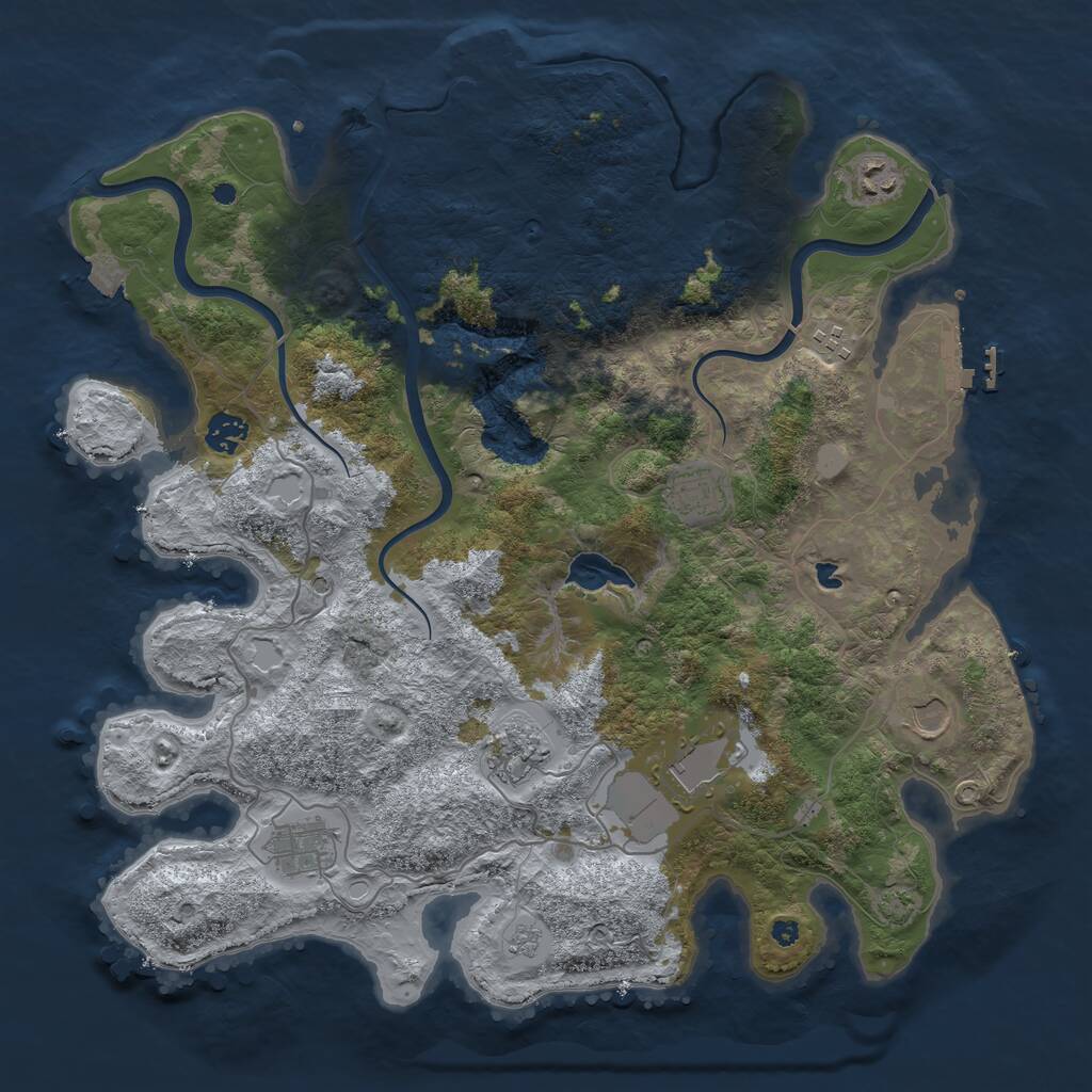 Rust Map: Procedural Map, Size: 4000, Seed: 1662446959, 14 Monuments