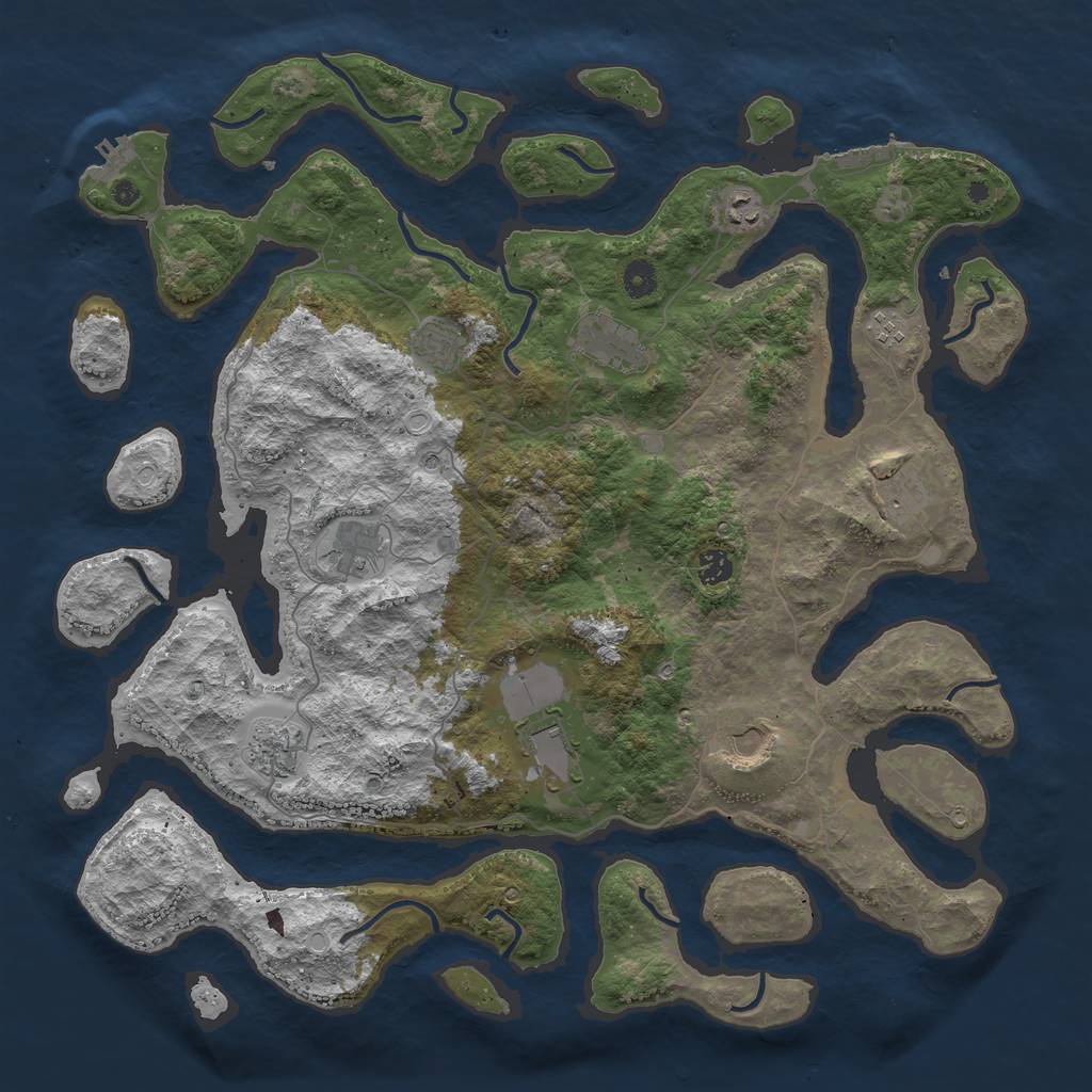 Rust Map: Procedural Map, Size: 4500, Seed: 1410772365, 21 Monuments