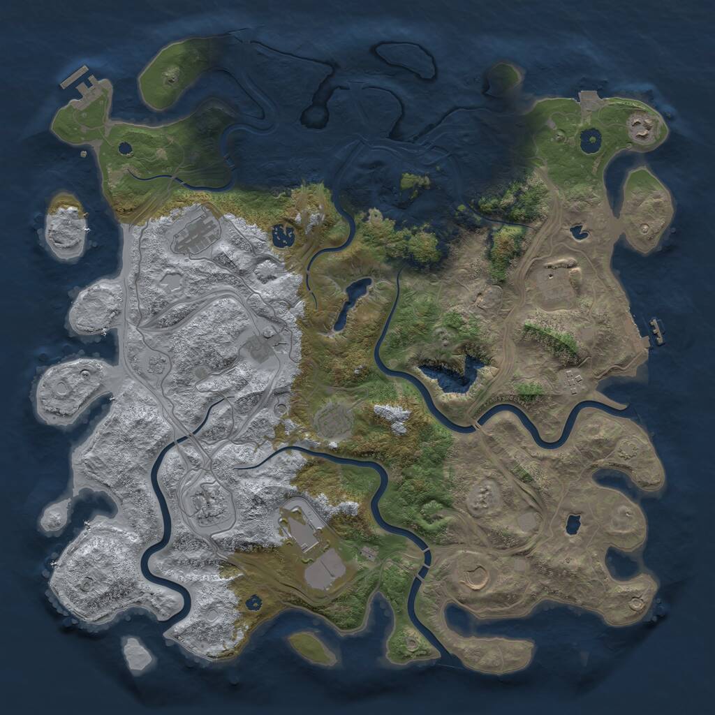 Rust Map: Procedural Map, Size: 4500, Seed: 1410772365, 16 Monuments