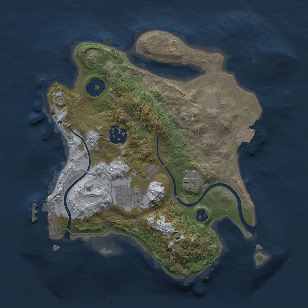 Rust Map: Procedural Map, Size: 2500, Seed: 118921667, 5 Monuments