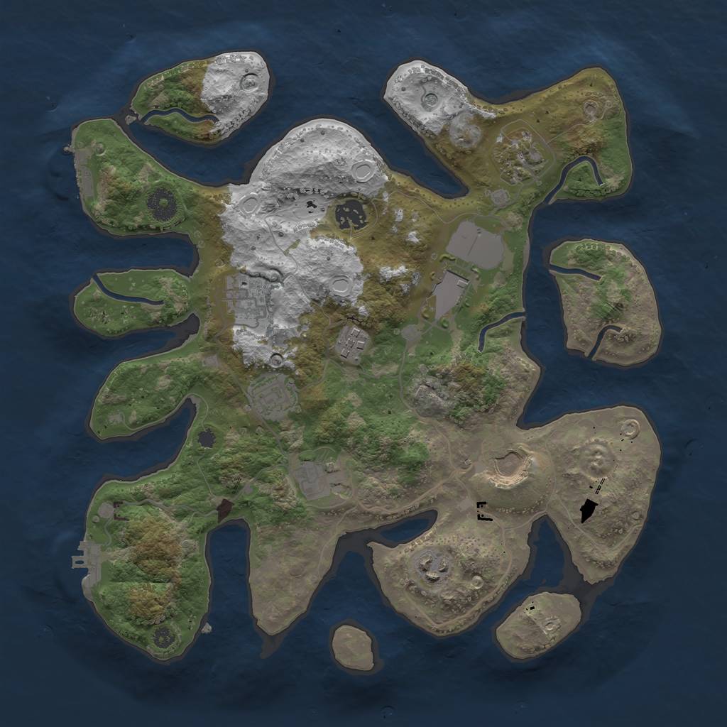 Rust Map: Procedural Map, Size: 3500, Seed: 2057563507, 20 Monuments