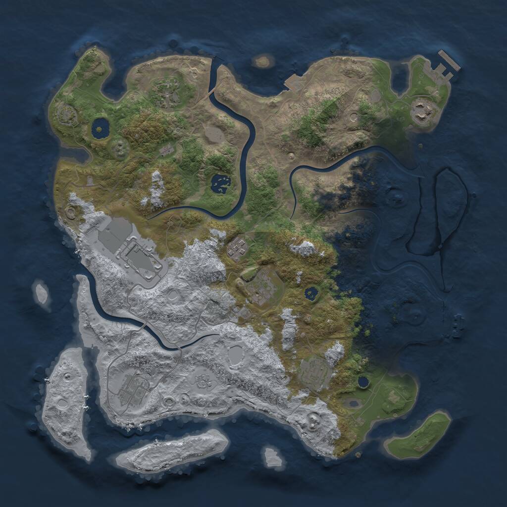 Rust Map: Procedural Map, Size: 3800, Seed: 195812, 14 Monuments
