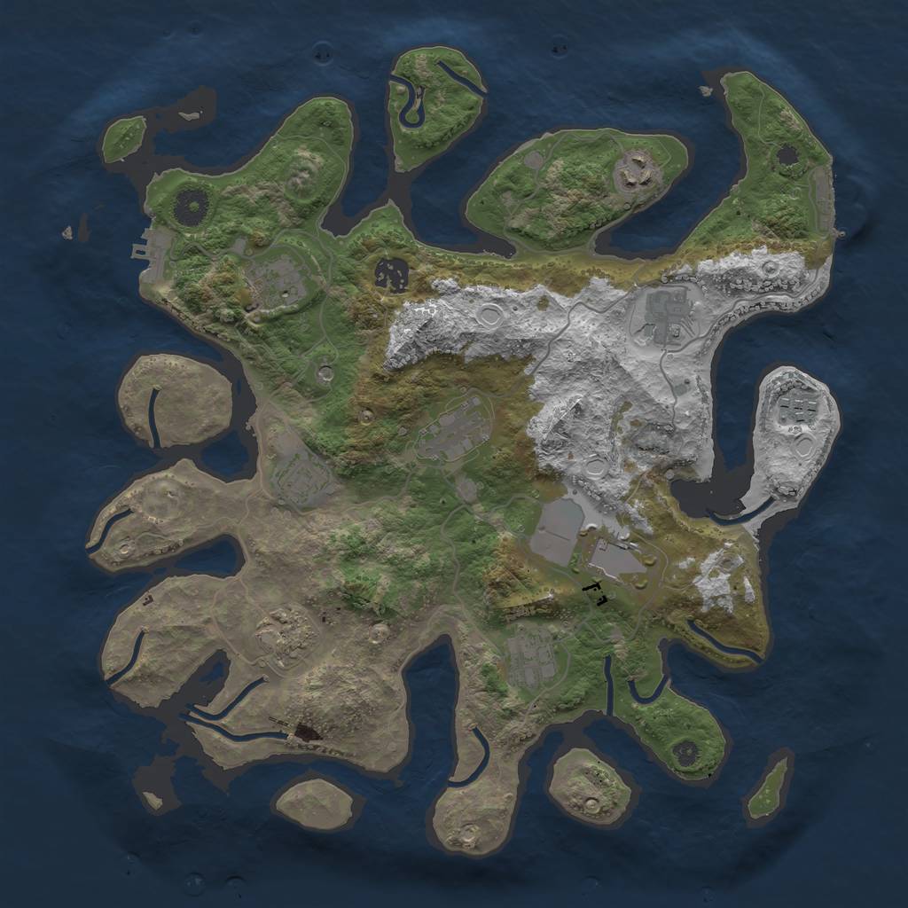 Rust Map: Procedural Map, Size: 3750, Seed: 1597535, 21 Monuments