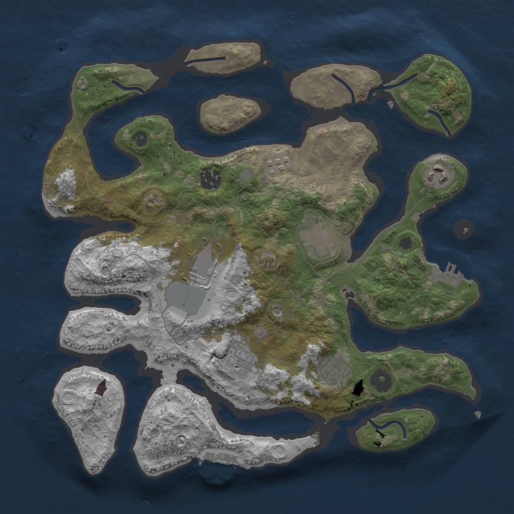 Rust Map: Procedural Map, Size: 3500, Seed: 11376, 18 Monuments