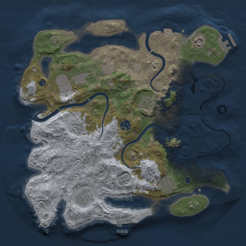 Rust Map: Procedural Map, Size: 3500, Seed: 11376, 15 Monuments