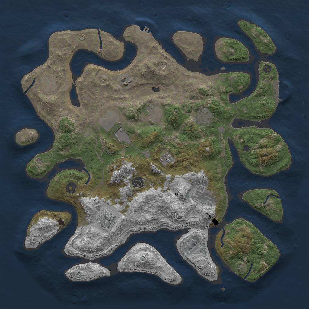 Rust Map: Procedural Map, Size: 4000, Seed: 2608, 20 Monuments