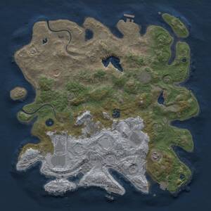 Thumbnail Rust Map: Procedural Map, Size: 4000, Seed: 2608, 14 Monuments