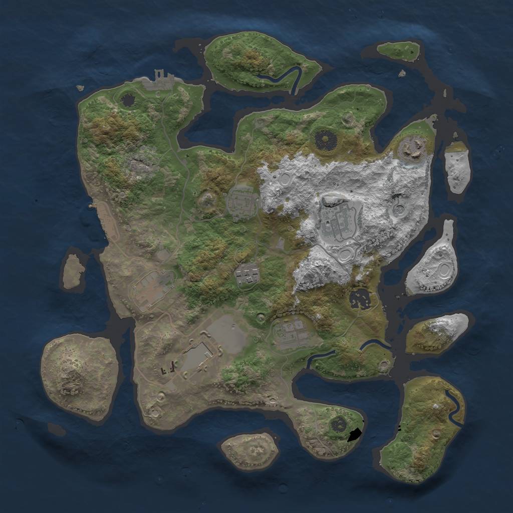 Rust Map: Procedural Map, Size: 3500, Seed: 5678849, 19 Monuments