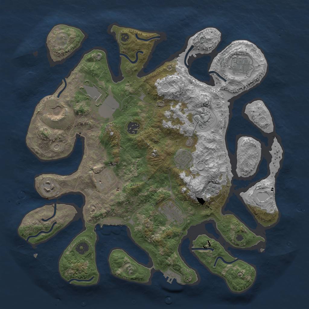 Rust Map: Procedural Map, Size: 3750, Seed: 837846067, 21 Monuments