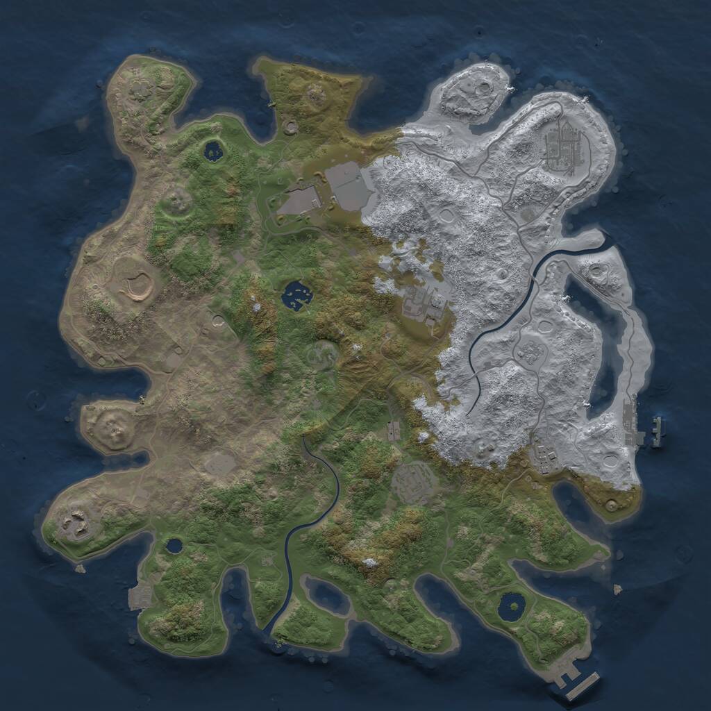 Rust Map: Procedural Map, Size: 3750, Seed: 837846067, 14 Monuments