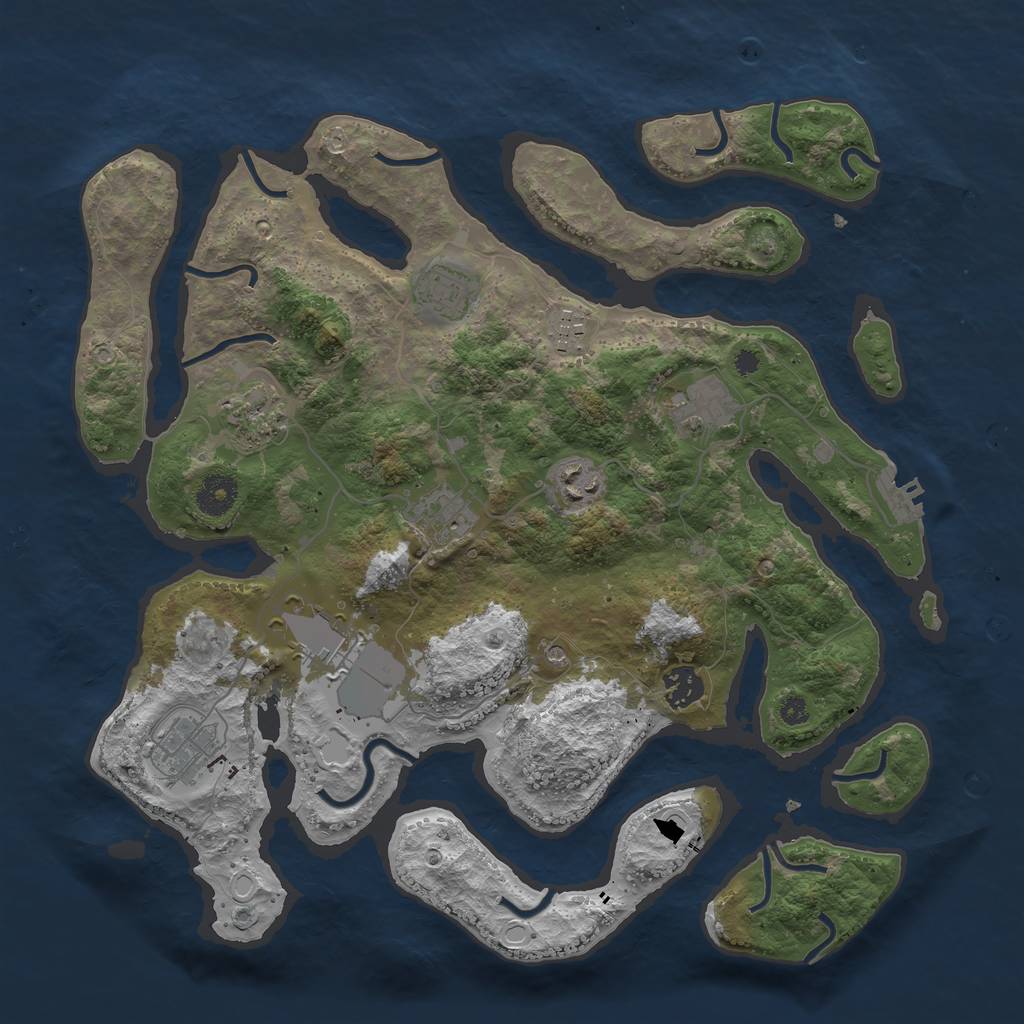 Rust Map: Procedural Map, Size: 3700, Seed: 45678245, 19 Monuments