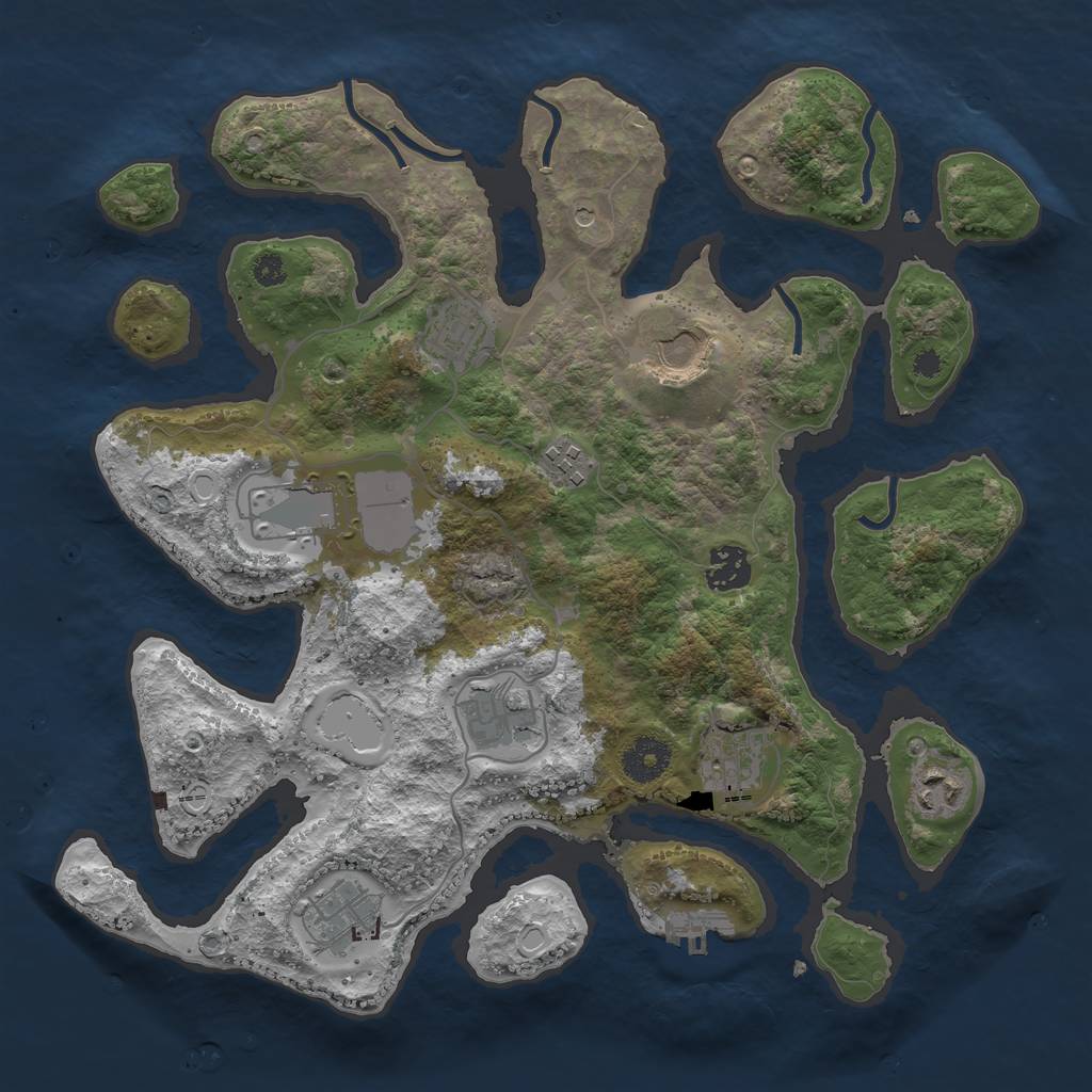 Rust Map: Procedural Map, Size: 3500, Seed: 2142829266, 19 Monuments