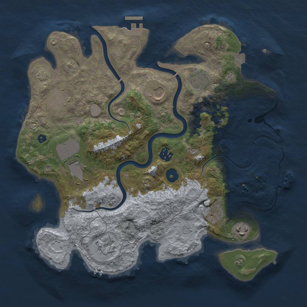 Rust Map: Procedural Map, Size: 3500, Seed: 5683968, 15 Monuments