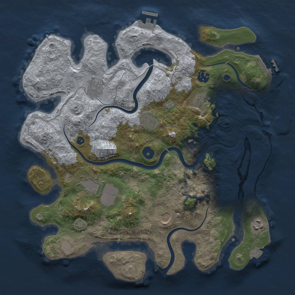 Rust Map: Procedural Map, Size: 3700, Seed: 8456184, 14 Monuments