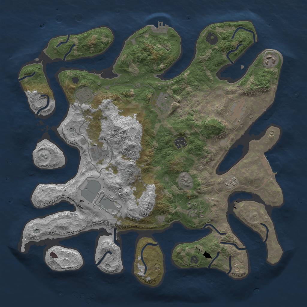 Rust Map: Procedural Map, Size: 3850, Seed: 518555240, 20 Monuments