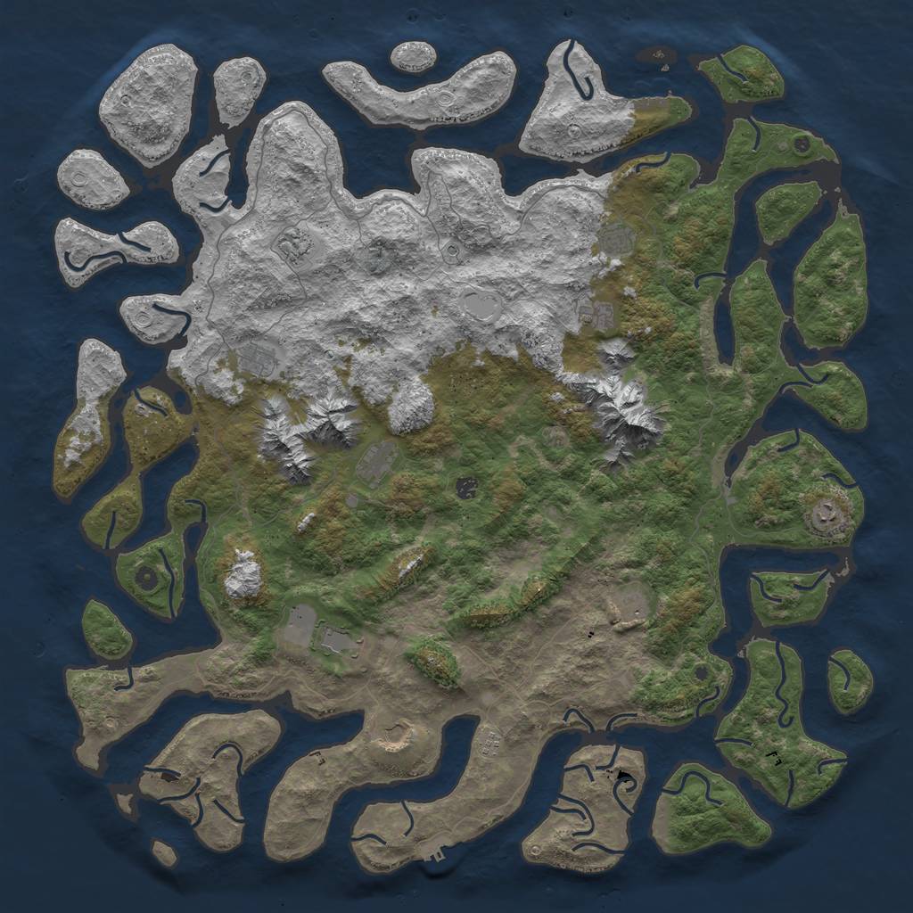 Rust Map: Procedural Map, Size: 6000, Seed: 848903220, 22 Monuments