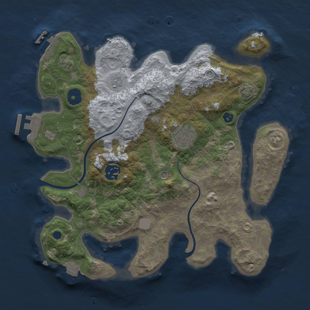 Rust Map: Procedural Map, Size: 3000, Seed: 24570, 8 Monuments