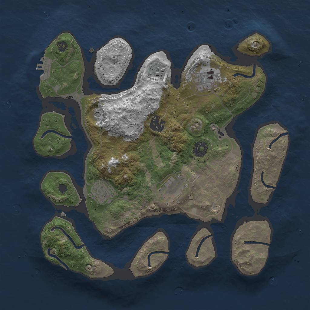 Rust Map: Procedural Map, Size: 3000, Seed: 24570, 15 Monuments