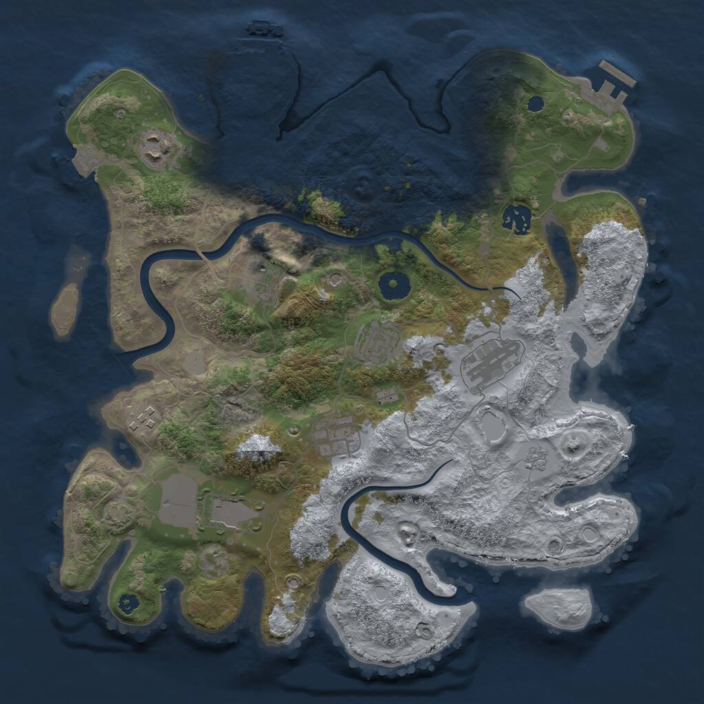 Rust Map: Procedural Map, Size: 3500, Seed: 25629810, 14 Monuments