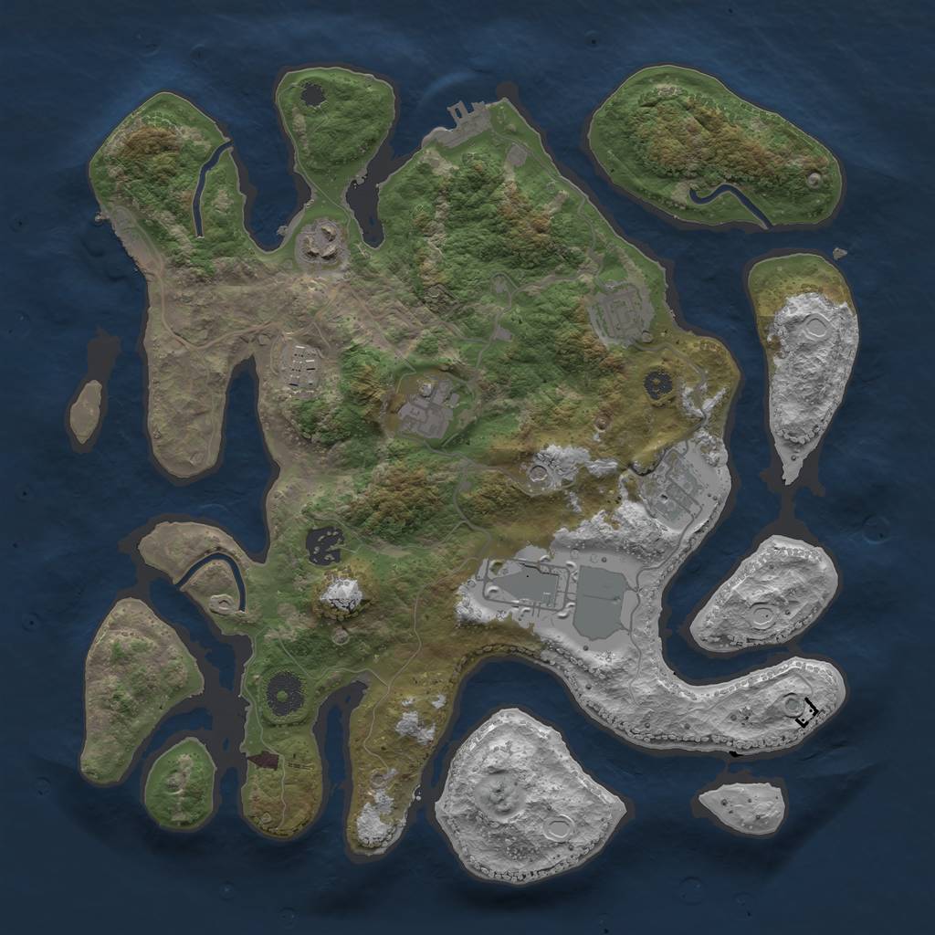 Rust Map: Procedural Map, Size: 3500, Seed: 25629810, 18 Monuments