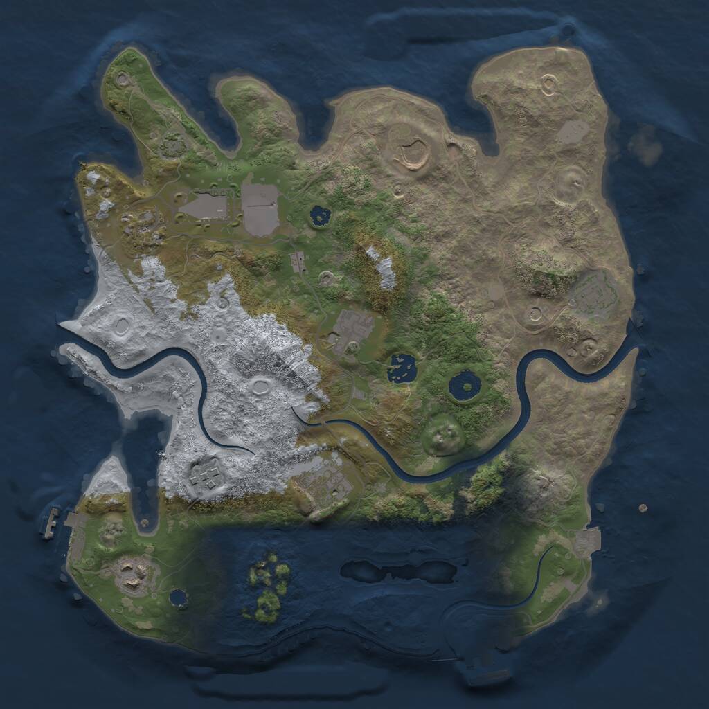 Rust Map: Procedural Map, Size: 3500, Seed: 19276, 14 Monuments