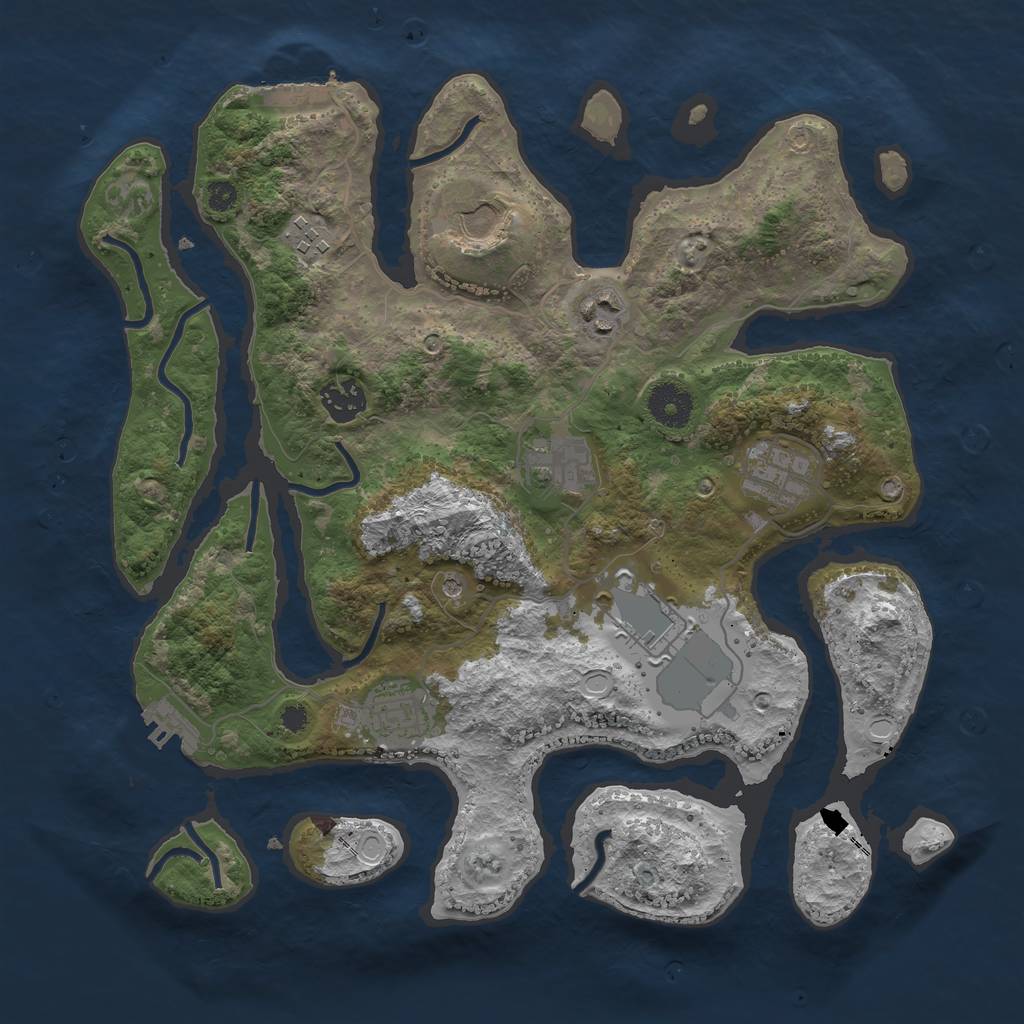 Rust Map: Procedural Map, Size: 3500, Seed: 1705774486, 19 Monuments