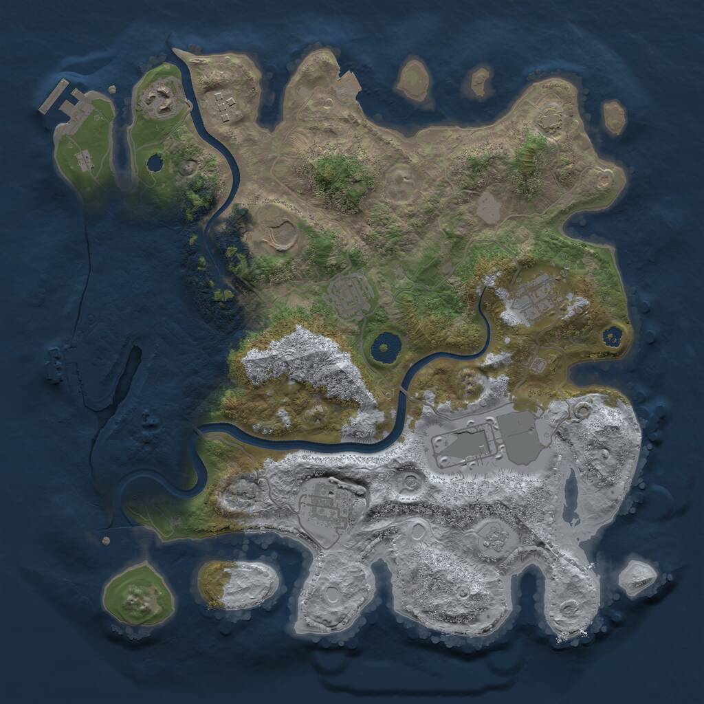 Rust Map: Procedural Map, Size: 3500, Seed: 1705774486, 13 Monuments