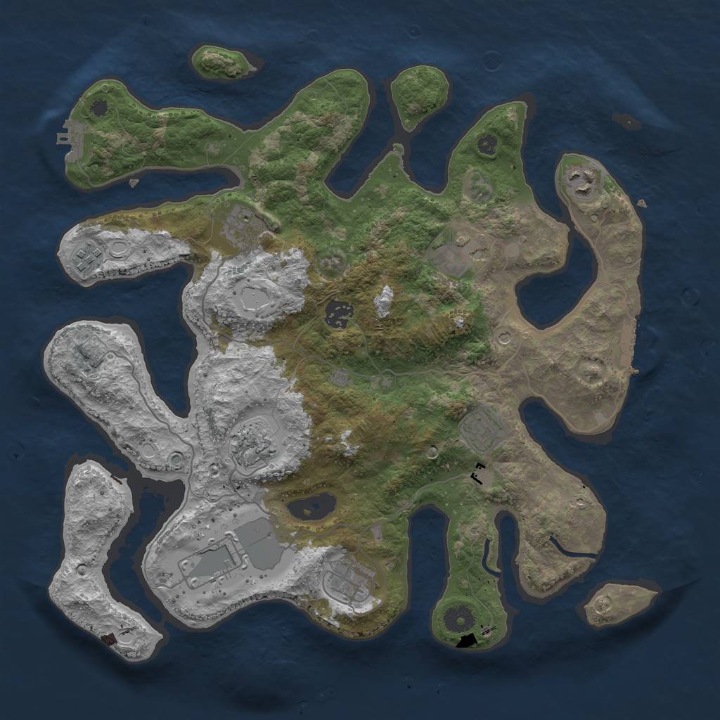 Rust Map: Procedural Map, Size: 3750, Seed: 635036217, 20 Monuments