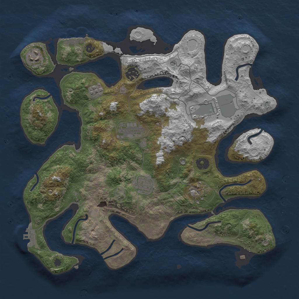 Rust Map: Procedural Map, Size: 3500, Seed: 3164229, 18 Monuments