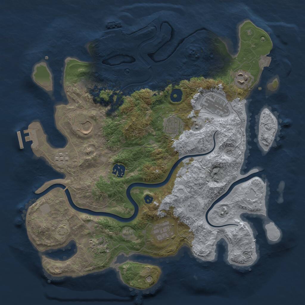Rust Map: Procedural Map, Size: 3500, Seed: 1112223, 14 Monuments
