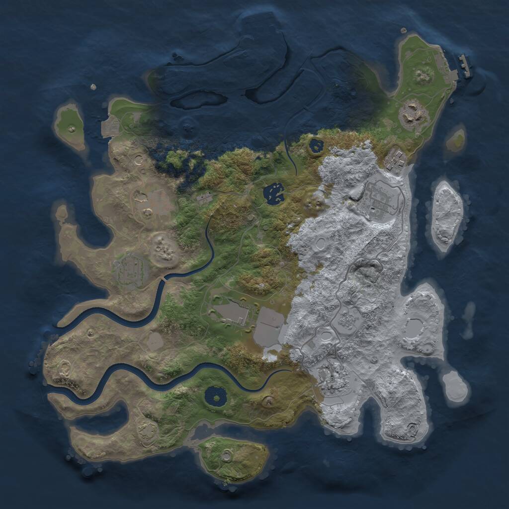 Rust Map: Procedural Map, Size: 3500, Seed: 1112223, 14 Monuments