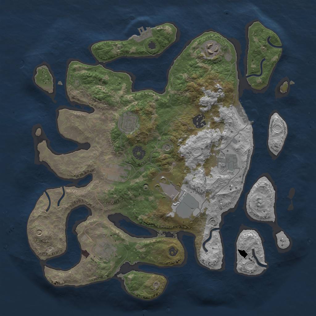 Rust Map: Procedural Map, Size: 3500, Seed: 1112223, 18 Monuments