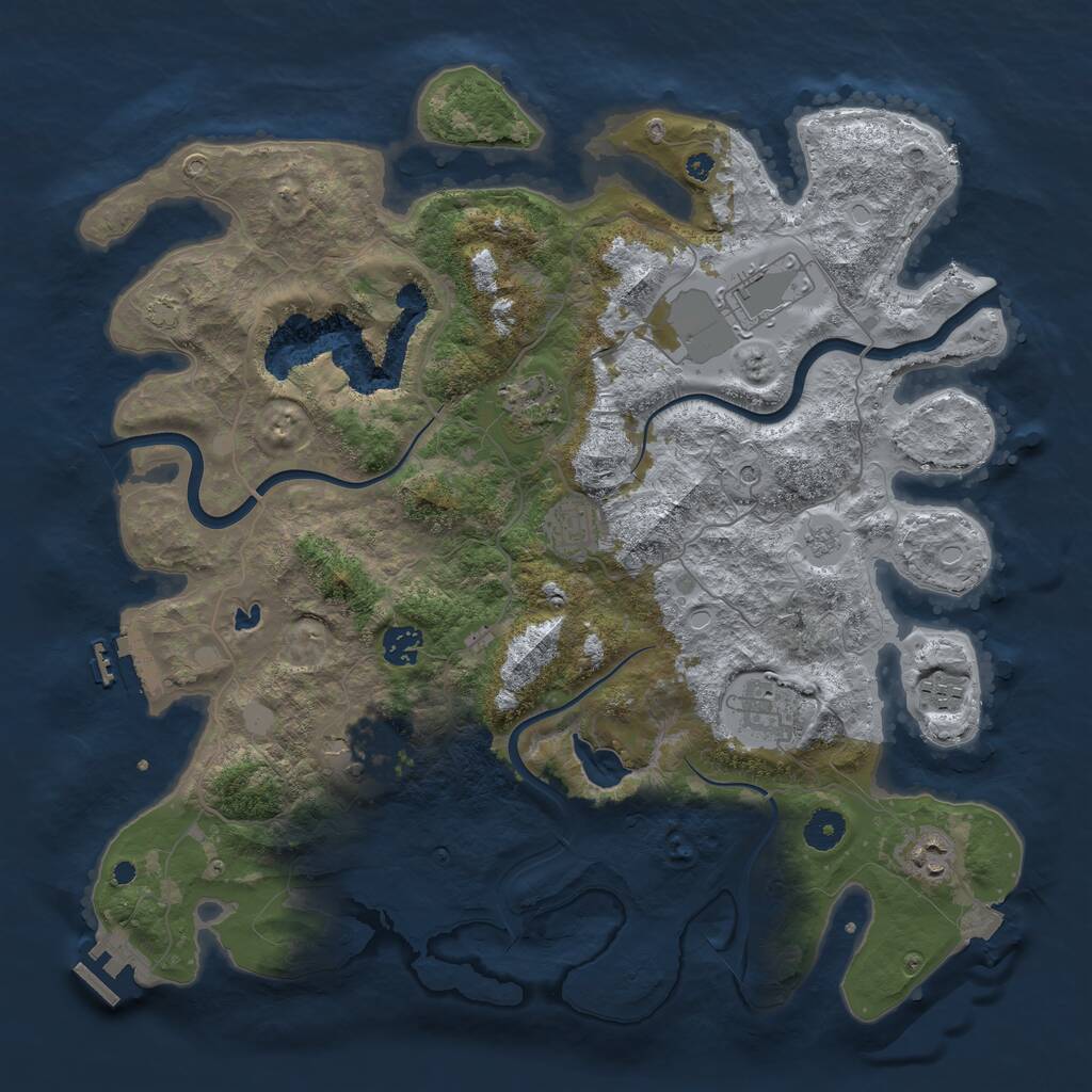 Rust Map: Procedural Map, Size: 4000, Seed: 69235, 14 Monuments