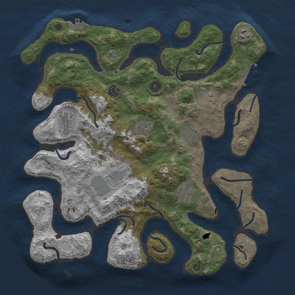 Rust Map: Procedural Map, Size: 3900, Seed: 20580, 19 Monuments