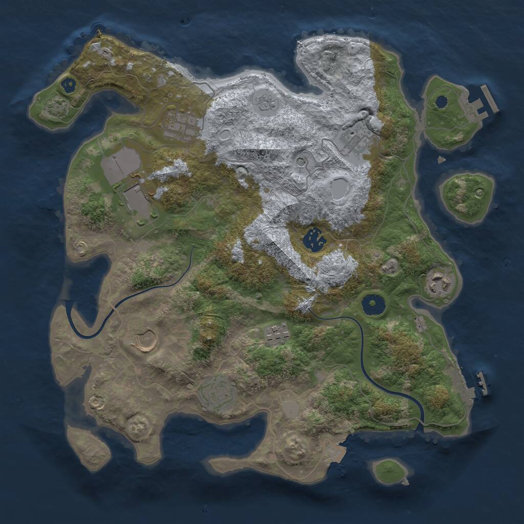 Rust Map: Procedural Map, Size: 3500, Seed: 1026072658, 14 Monuments