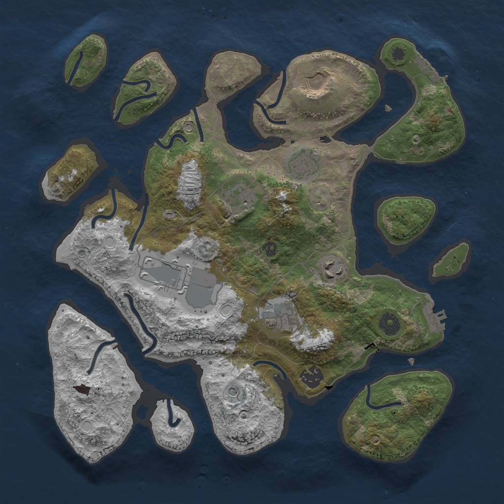 Rust Map: Procedural Map, Size: 3500, Seed: 259853362, 18 Monuments