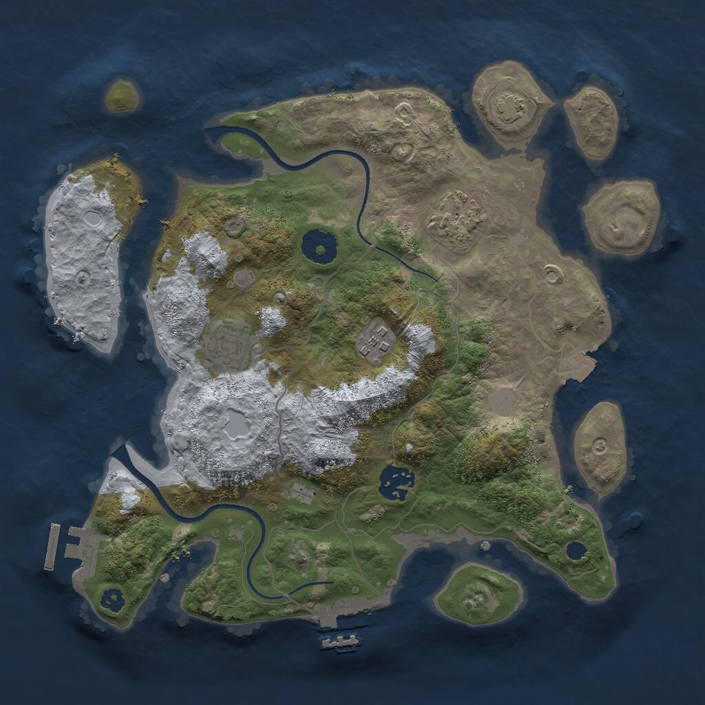 Rust Map: Procedural Map, Size: 3000, Seed: 1825834681, 8 Monuments
