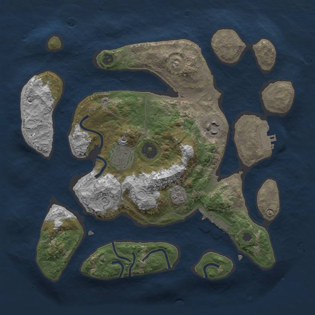 Rust Map: Procedural Map, Size: 3000, Seed: 1825834681, 14 Monuments