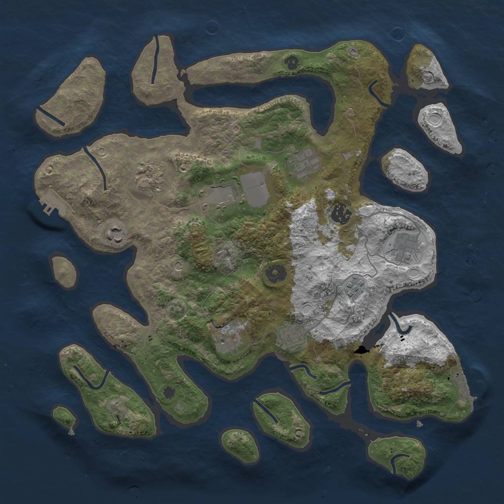 Rust Map: Procedural Map, Size: 3800, Seed: 1430216538, 20 Monuments