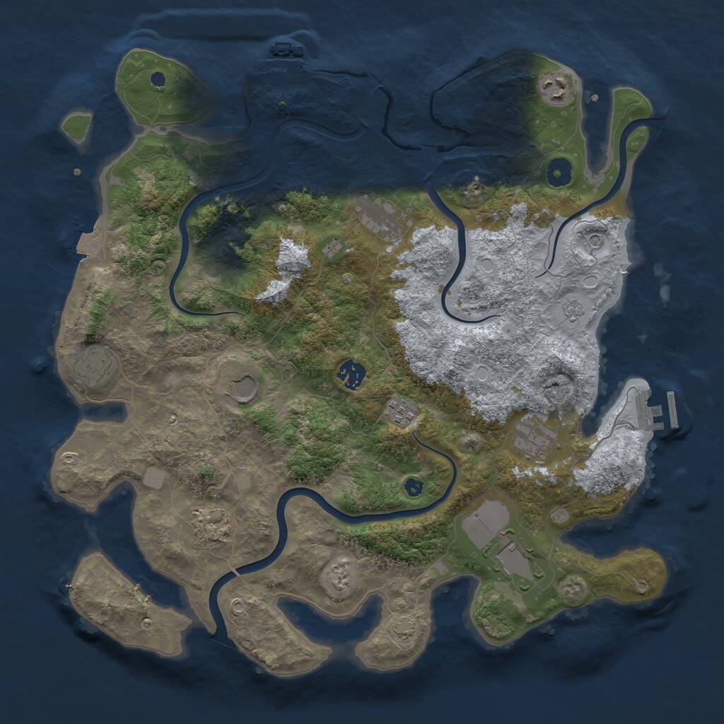 Rust Map: Procedural Map, Size: 3950, Seed: 815882139, 15 Monuments