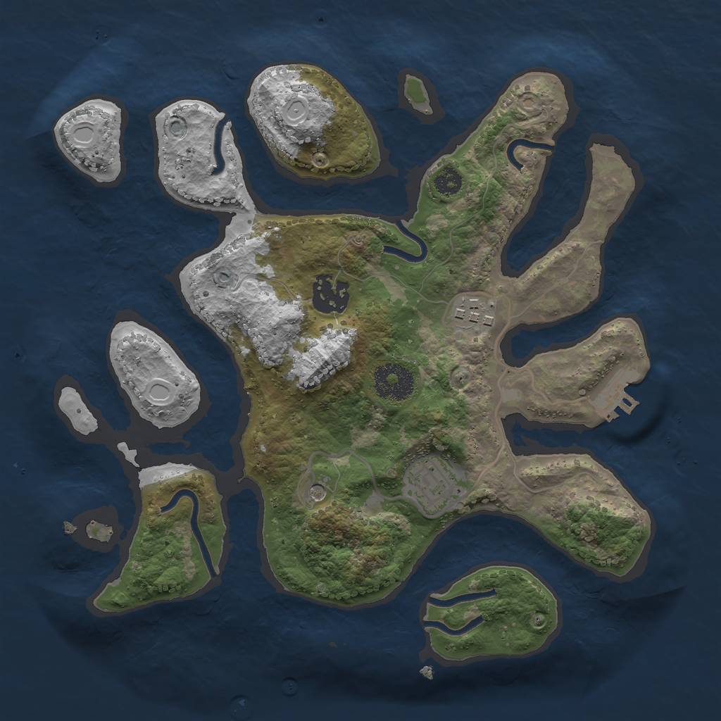 Rust Map: Procedural Map, Size: 2750, Seed: 844434455, 13 Monuments
