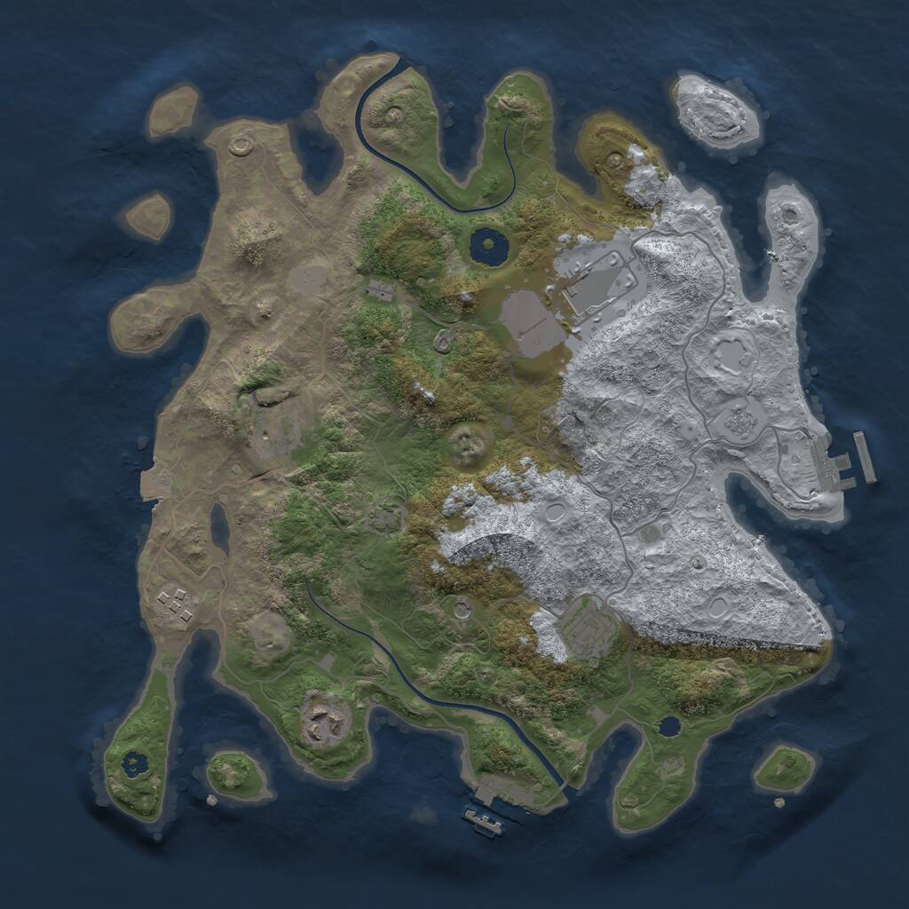 Rust Map: Procedural Map, Size: 3500, Seed: 945357777, 11 Monuments