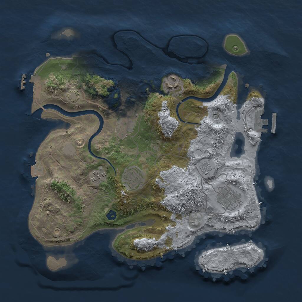 Rust Map: Procedural Map, Size: 3000, Seed: 5487642, 11 Monuments