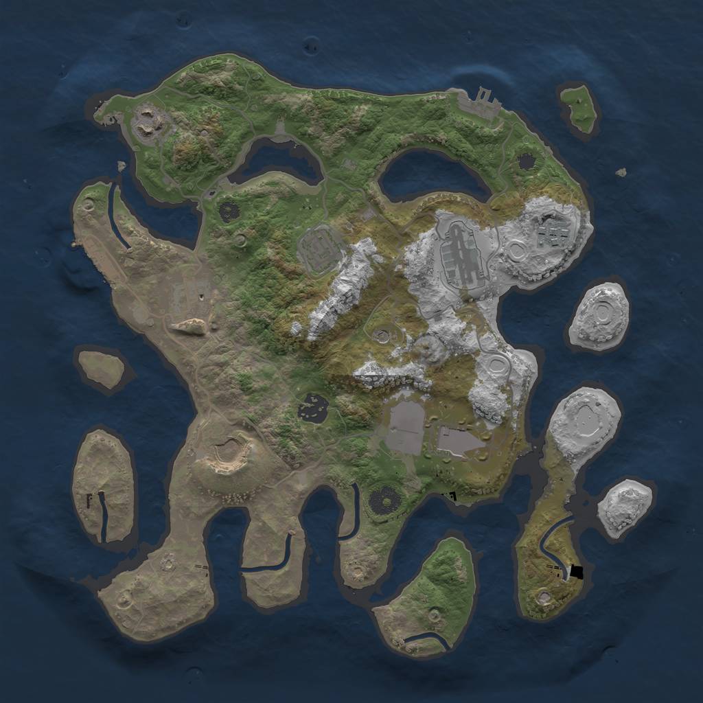Rust Map: Procedural Map, Size: 3500, Seed: 1832010311, 19 Monuments