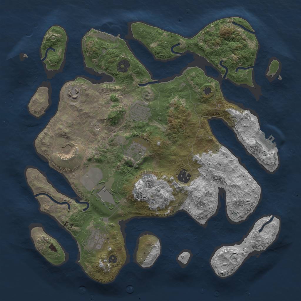 Rust Map: Procedural Map, Size: 3500, Seed: 777080, 18 Monuments