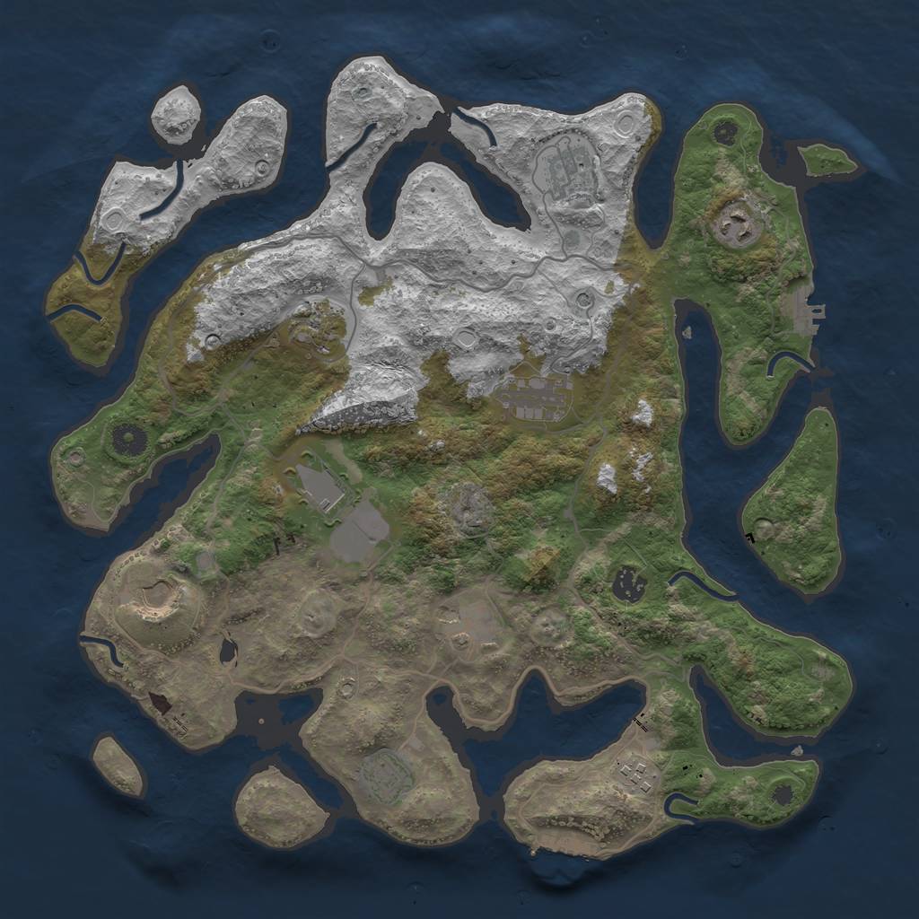 Rust Map: Procedural Map, Size: 4000, Seed: 6136, 21 Monuments